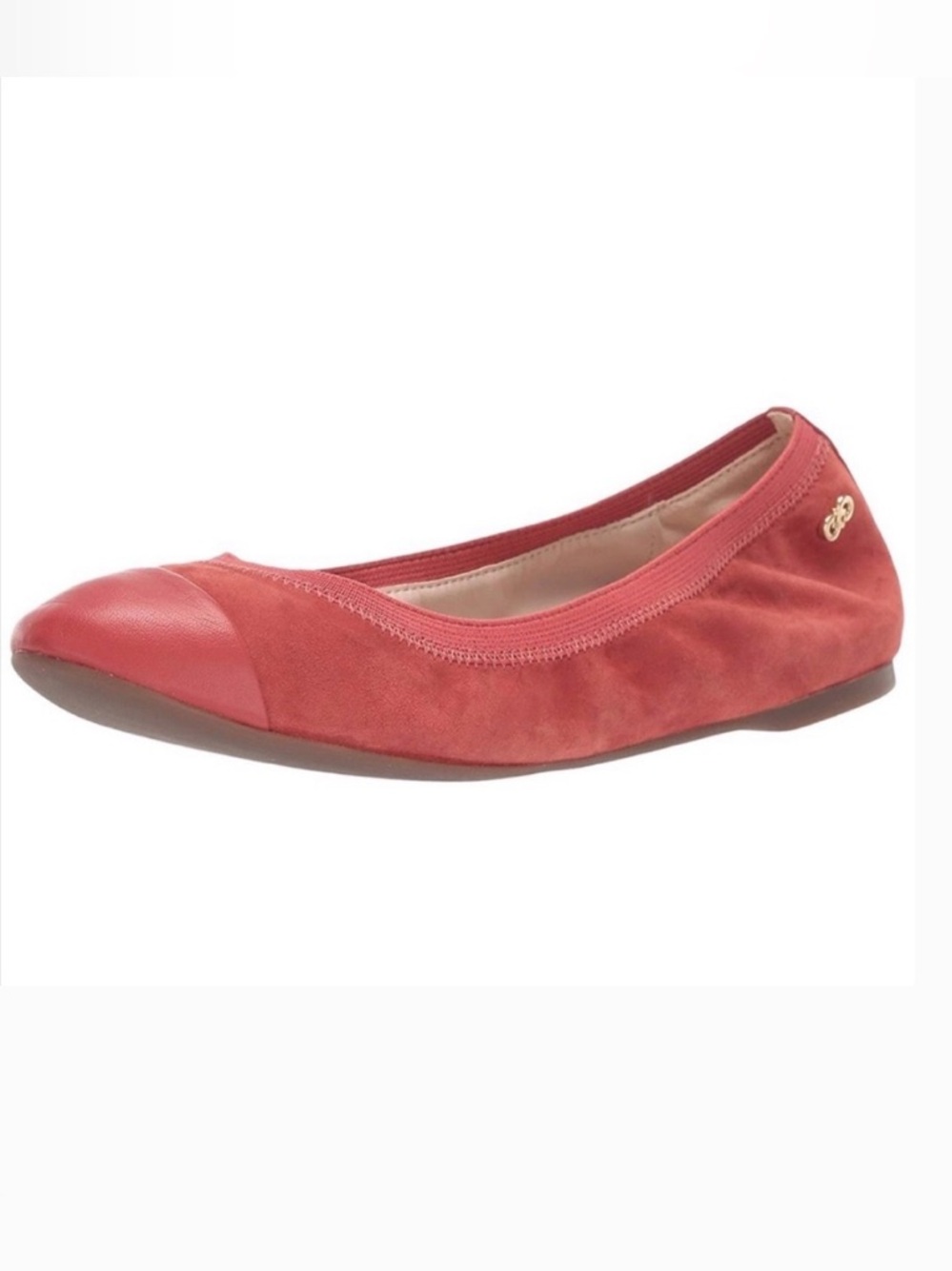 Cole Haan Elbridge Red Suede Ballet Flats Leather Cap Toe Comfort Shoes Size 7 - Picture 2 of 11